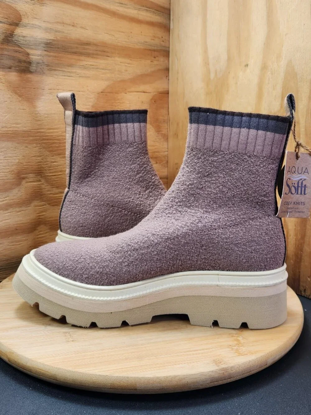 Like New Sofft Provea Womens Sock Ankle Platform Chunky Heel Boots Size 7